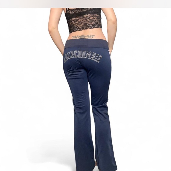 Abercrombie & Fitch Navy Track Pants Sweat Pants size small low rise Vintage - Picture 4 of 14